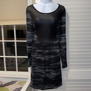 Black and gray long sleeve dress